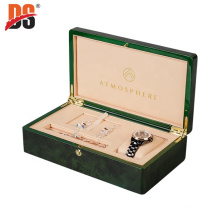 DS Wholesale Customized Green High Gloss Lacquer Watch Wooden Storage Box